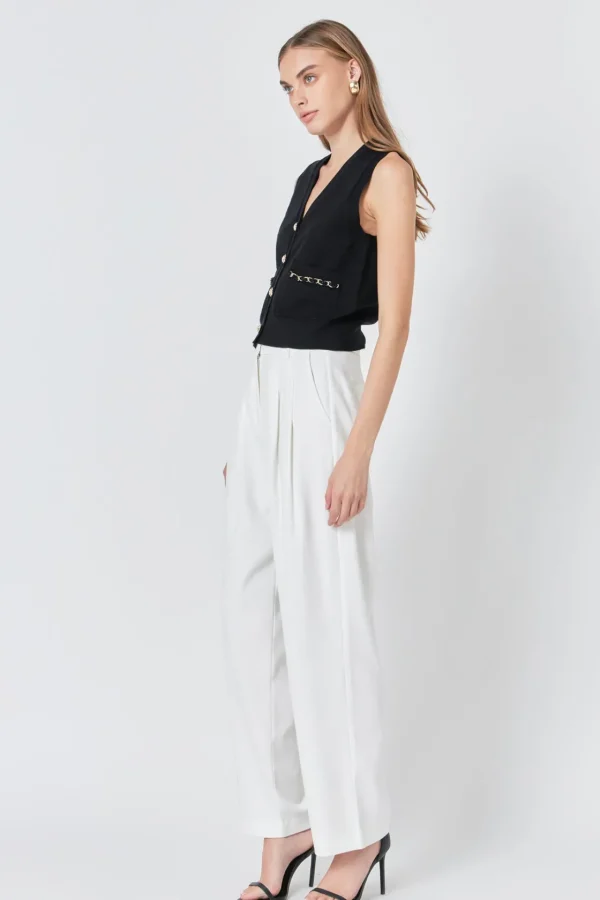 ENDLESS ROSE Tops*- Chain Detail Vest BLACK