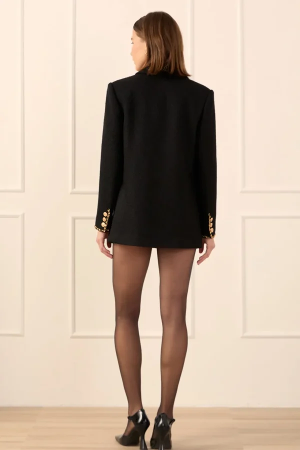 ENDLESS ROSE Jackets & Coats | Tops*- Chain Detail Tweed Jacket BLACK