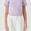 ENDLESS ROSE Tops*- Chain Trim Knit Short Sleeve Top
