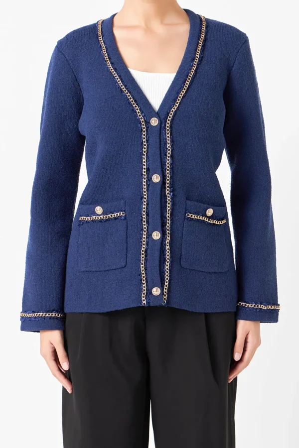 ENDLESS ROSE Sweaters & Knits | Tops*- Chain Trim Cardigan