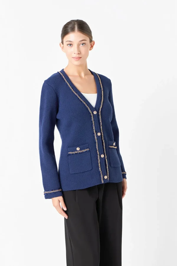 ENDLESS ROSE Sweaters & Knits | Tops*- Chain Trim Cardigan