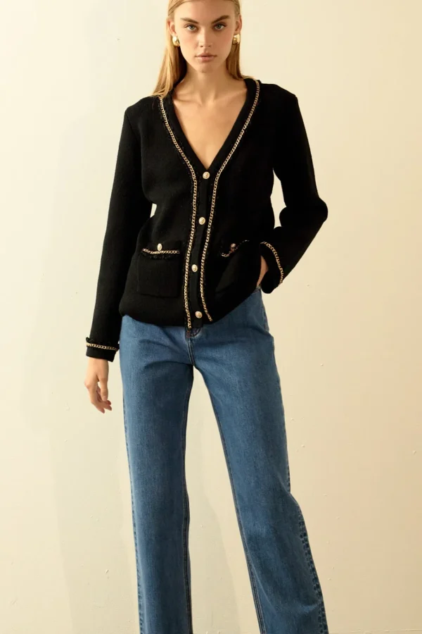 ENDLESS ROSE Sweaters & Knits | Tops*- Chain Trim Cardigan