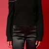 ENDLESS ROSE Tops*- Chain Trimmed One Shoulder Top BLACK