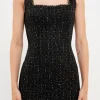 ENDLESS ROSE Little Black Dress | Tweed Dresses*- Chain-Trimmed Tweed Mini Dress BLACK