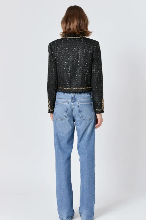 ENDLESS ROSE Jackets & Coats*- Chain-Trimmed Tweed Jacket BLACK