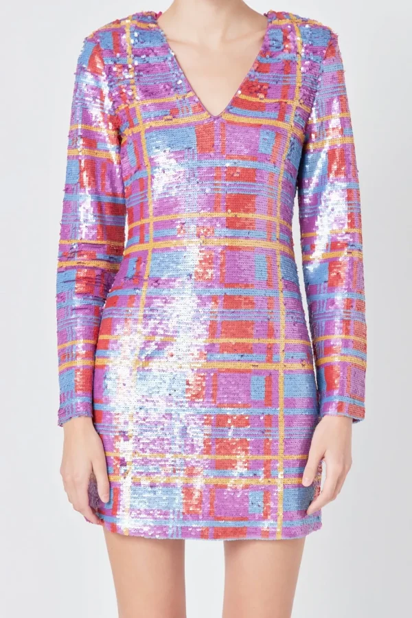 ENDLESS ROSE Sequin Dresses | Tops*- Check Pattern Sequins Dress MULTI