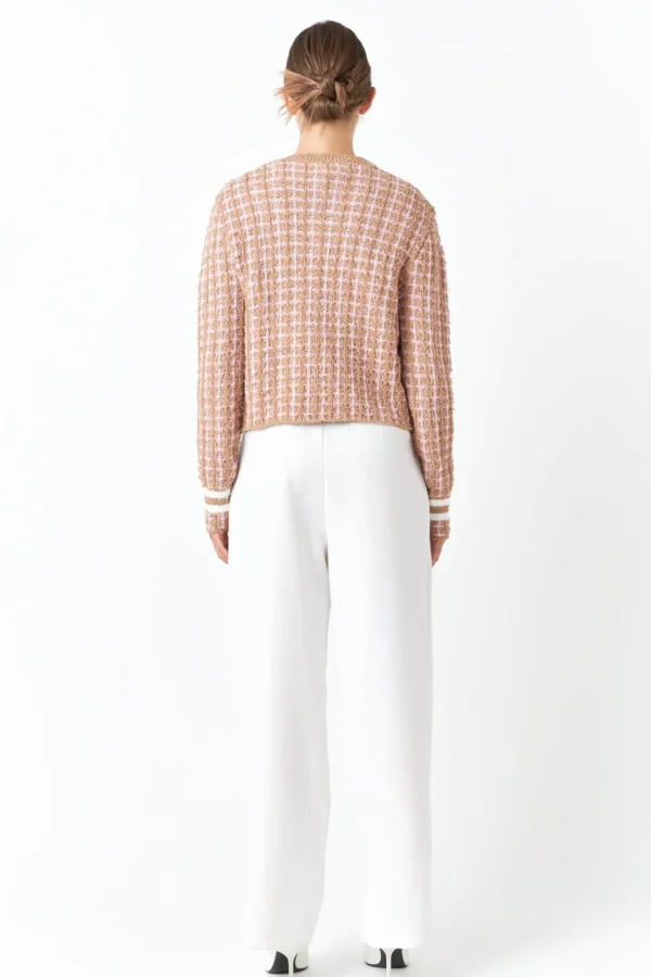 ENDLESS ROSE Sweaters & Knits | Tops*- Check Sweater Cardigan CAMEL/PINK