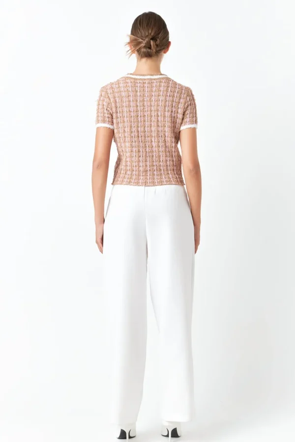 ENDLESS ROSE Sweaters & Knits*- Checkered Knit Top CAMEL/PINK