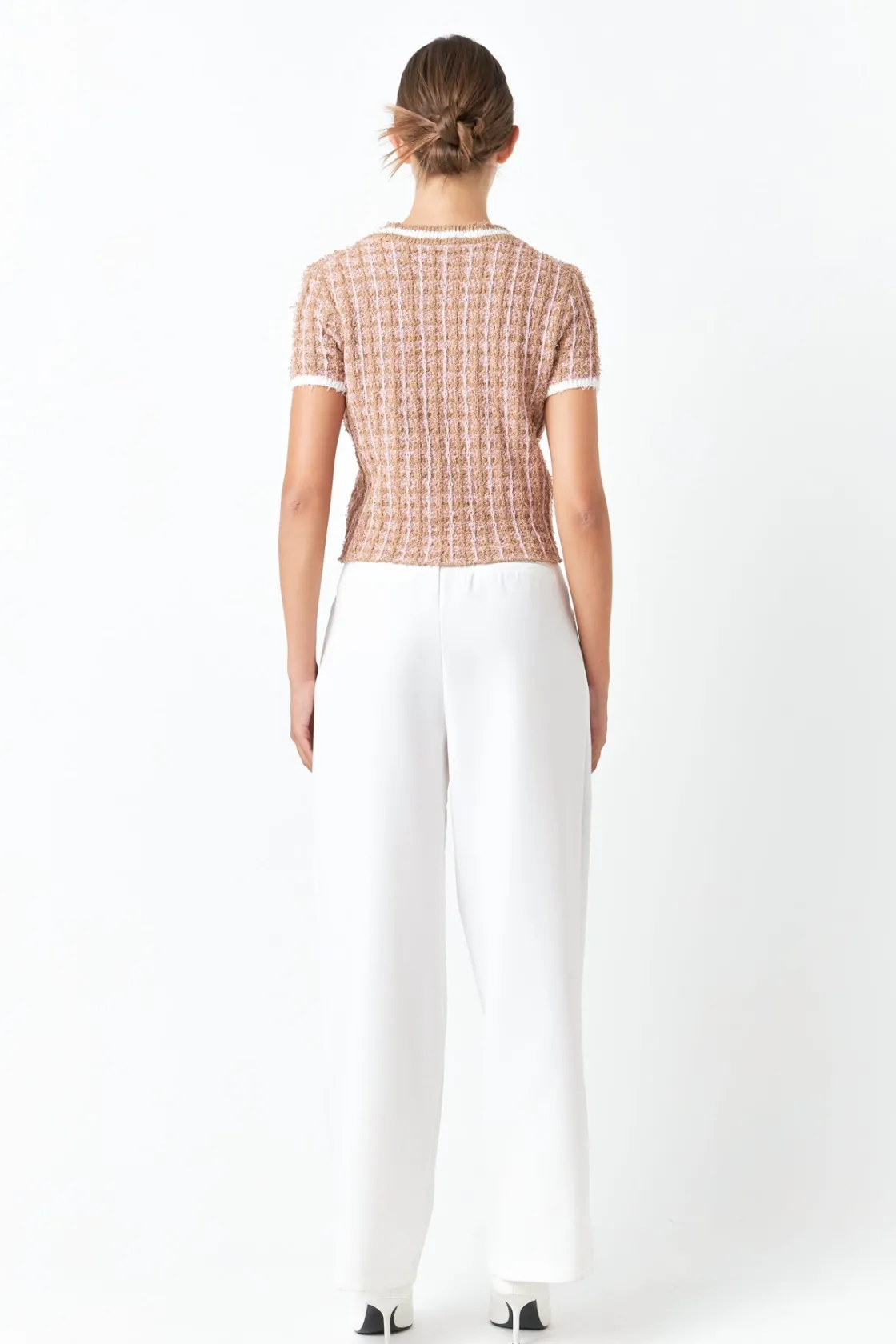 endless_rose__checkered_k_2.webp ENDLESS ROSE Sweaters & Knits*- Checkered Knit Top CAMEL/PINK