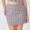 ENDLESS ROSE Matching Sets | Skirts*- Checkered Tweed Mini Skirt GREY