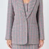 ENDLESS ROSE Matching Sets | Blazers*- Checkered Tweed Single Breast Blazer GREY