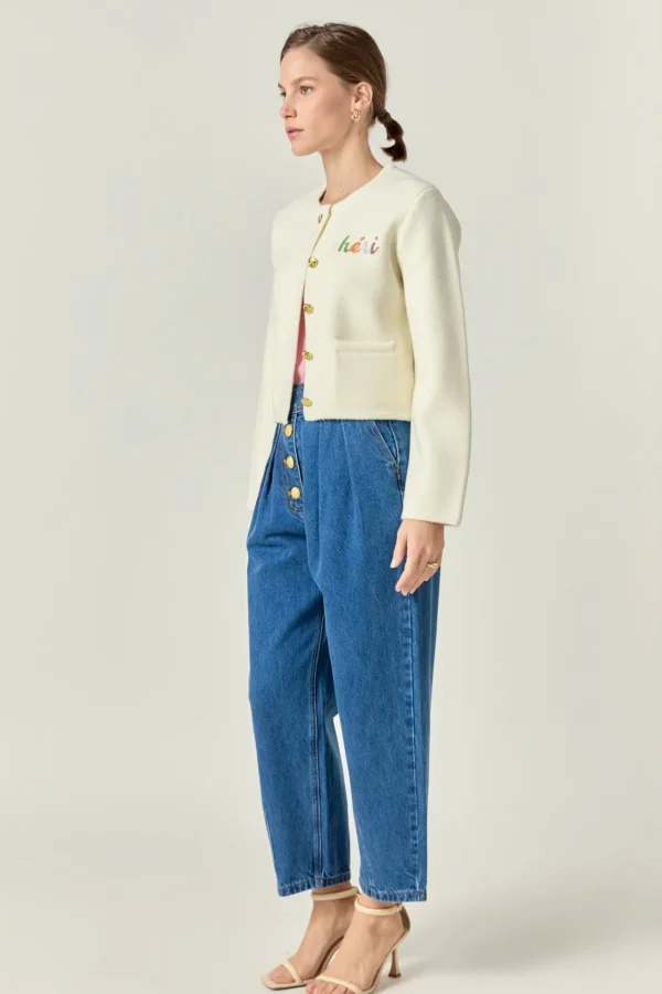 ENDLESS ROSE Sweaters & Knits | Tops*- Cheri Beaded Cardigan IVORY