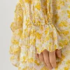 ENDLESS ROSE Tops*- Chiffon Floral Ruffled Mini Dress YELLOW