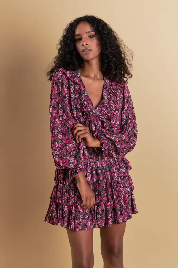 ENDLESS ROSE Skirts | Tops*- Chiffon Floral Printed Mini Skirt BLACK/FUCHSIA