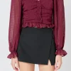ENDLESS ROSE Tops*- Chiffon Gridded Ruched Top