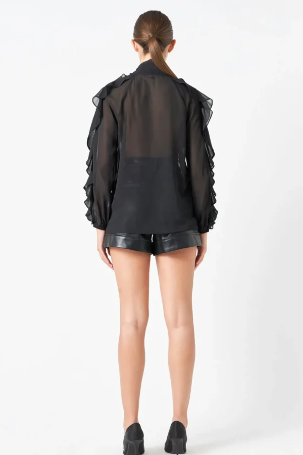 ENDLESS ROSE Tops*- Chiffon Peekaboo Top