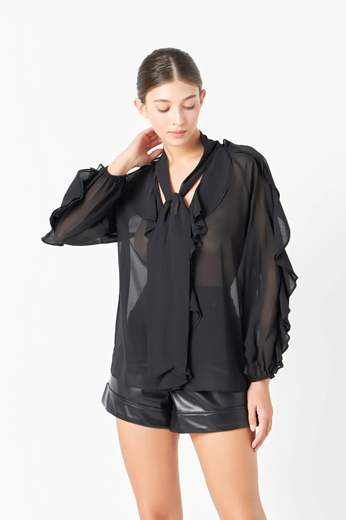 endless_rose__chiffon_pee_3.webp ENDLESS ROSE Tops*- Chiffon Peekaboo Top