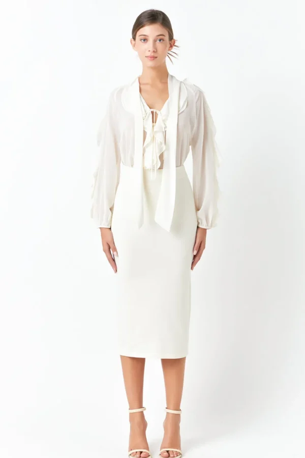 ENDLESS ROSE Tops*- Chiffon Peekaboo Top