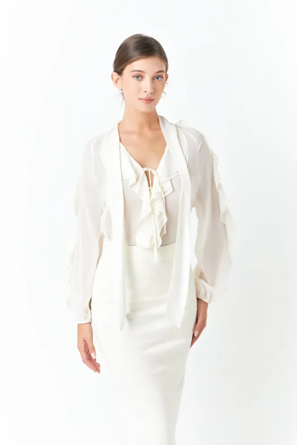 ENDLESS ROSE Tops*- Chiffon Peekaboo Top