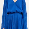 ENDLESS ROSE Tops*- Chiffon Pleated Wrap Romper BLUE