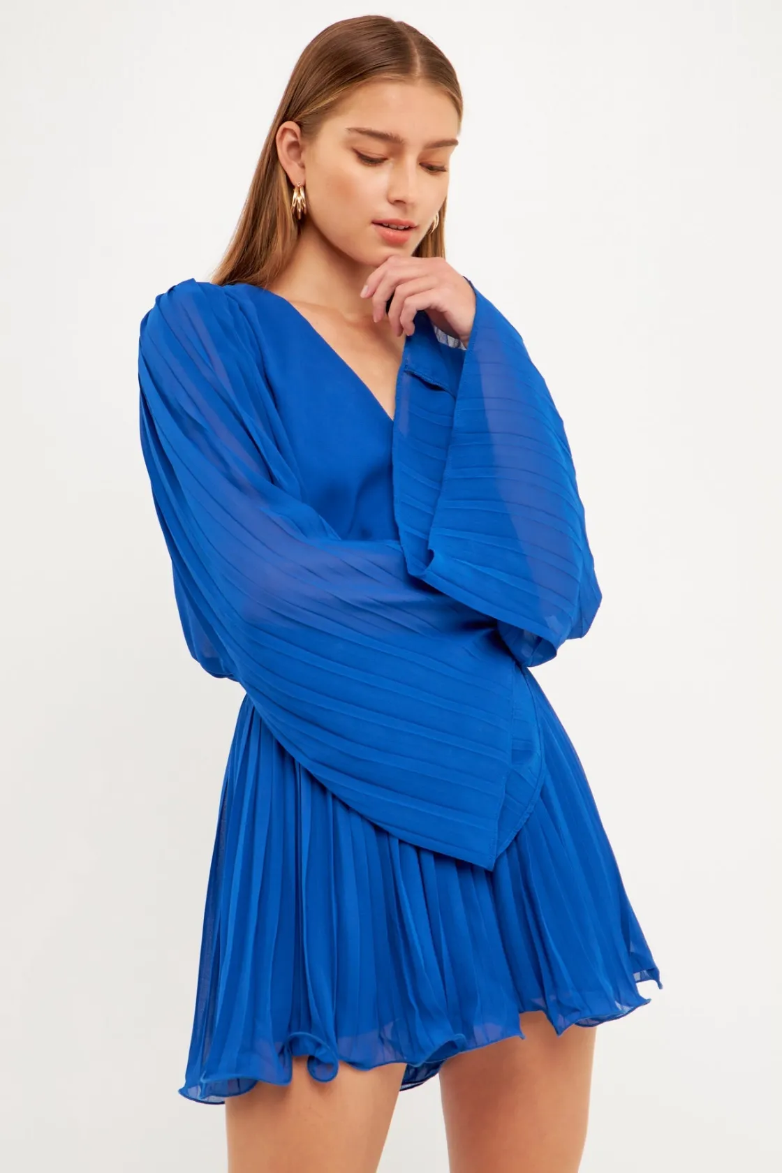 endless_rose__chiffon_ple_3.webp ENDLESS ROSE Tops*- Chiffon Pleated Wrap Romper BLUE