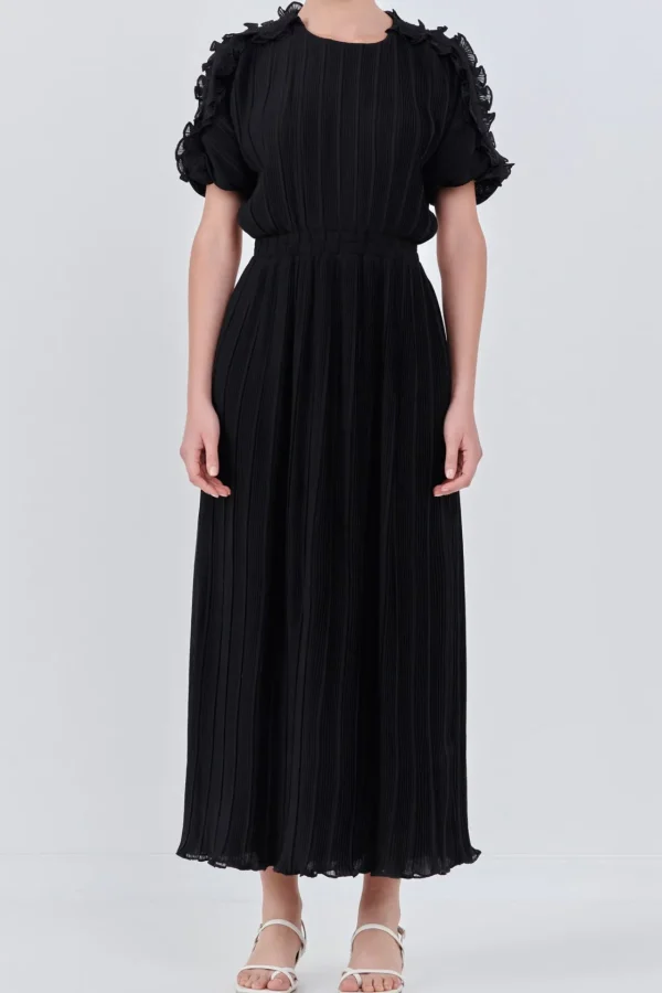 ENDLESS ROSE Tops*- Chiffon Plisse Back Cutout Maxi Dress
