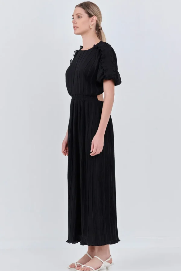 ENDLESS ROSE Tops*- Chiffon Plisse Back Cutout Maxi Dress