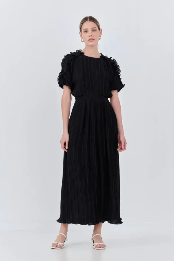 ENDLESS ROSE Tops*- Chiffon Plisse Back Cutout Maxi Dress