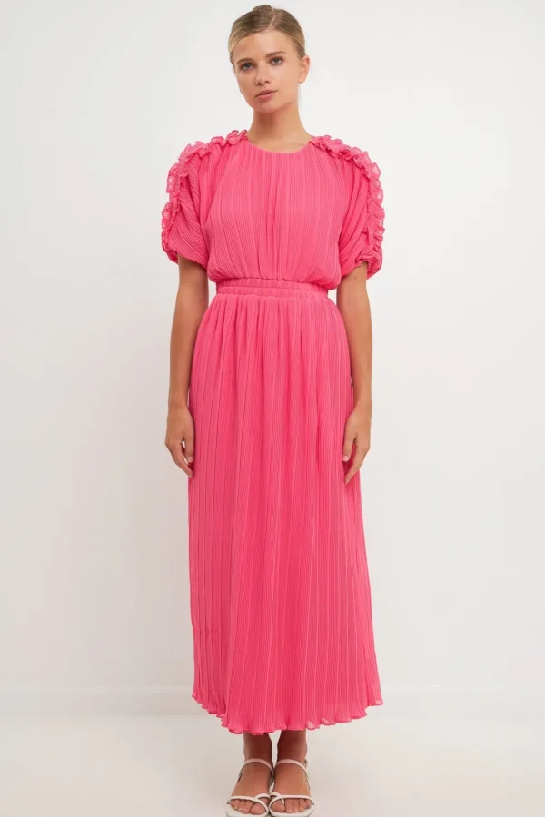 ENDLESS ROSE Tops*- Chiffon Plisse Back Cutout Maxi Dress
