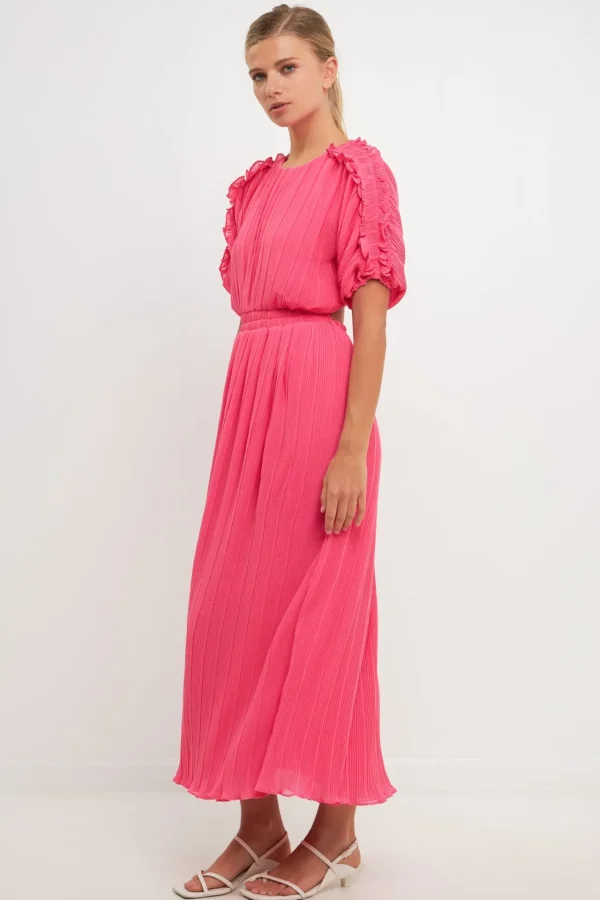 ENDLESS ROSE Tops*- Chiffon Plisse Back Cutout Maxi Dress