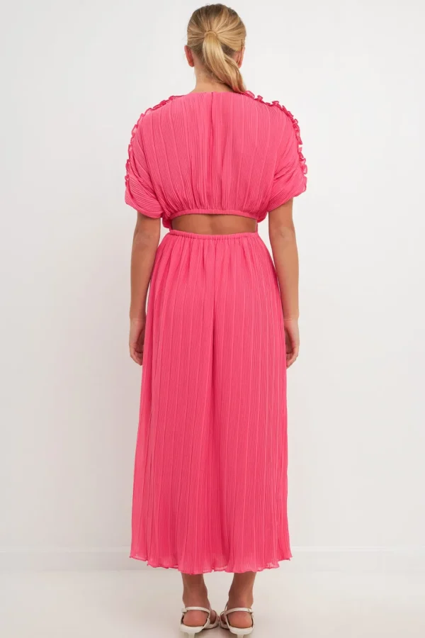 ENDLESS ROSE Tops*- Chiffon Plisse Back Cutout Maxi Dress