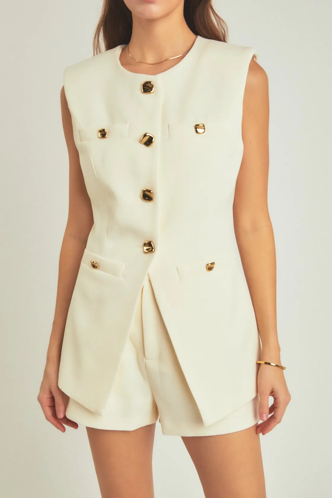 endless_rose__chrishell_g_10.webp ENDLESS ROSE Tops*- Chrishell Gold Pointed Long Vest