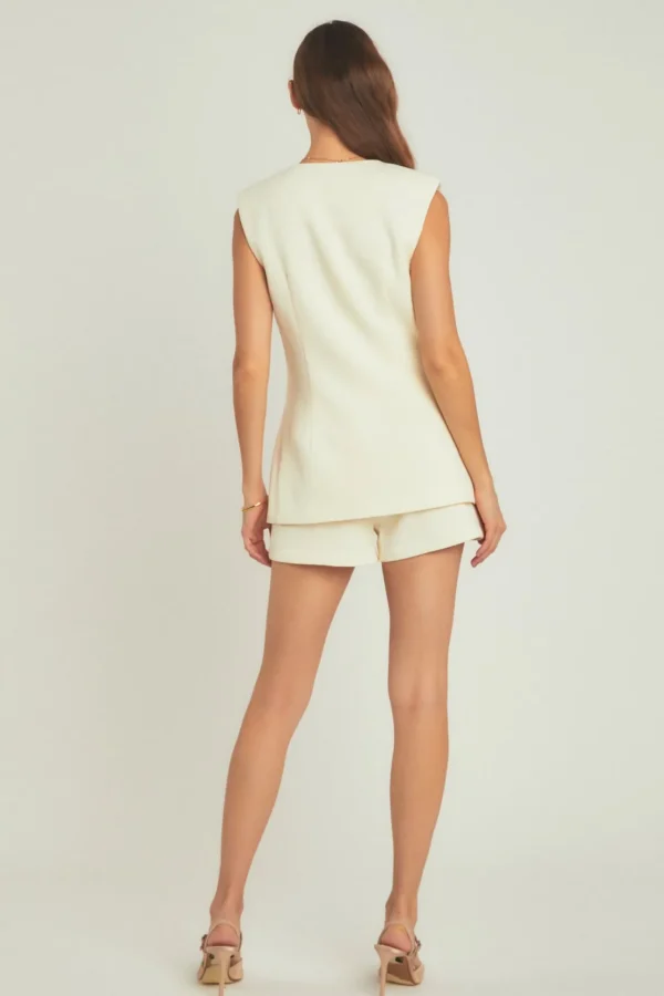 ENDLESS ROSE Tops*- Chrishell Gold Pointed Long Vest