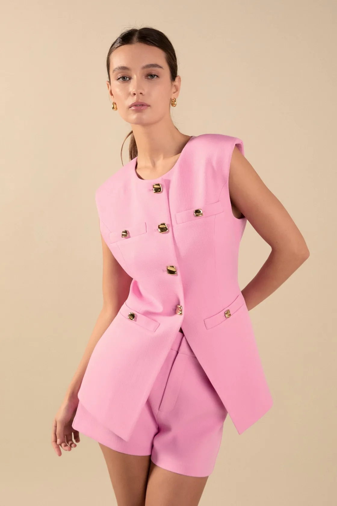 endless_rose__chrishell_g_4.webp ENDLESS ROSE Tops*- Chrishell Gold Pointed Long Vest