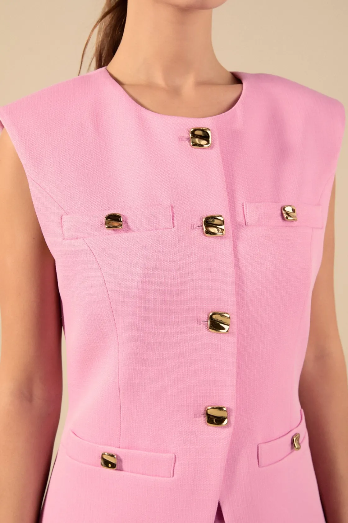 endless_rose__chrishell_g_5.webp ENDLESS ROSE Tops*- Chrishell Gold Pointed Long Vest
