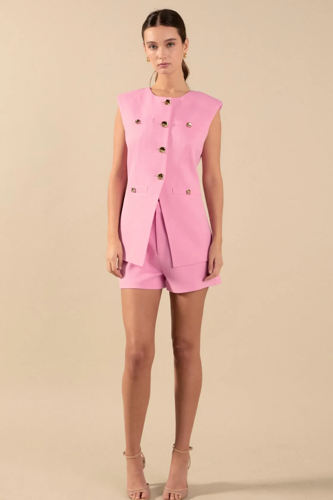 endless_rose__chrishell_g_6.webp ENDLESS ROSE Tops*- Chrishell Gold Pointed Long Vest