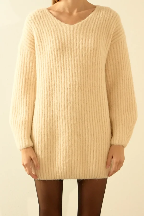 ENDLESS ROSE Sweaters & Knits | Tops*- Chunky Rib Oversized Mini Dress CREAM