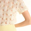 ENDLESS ROSE Tops*- Claire Grid Textured Short Sleeve Top IVORY