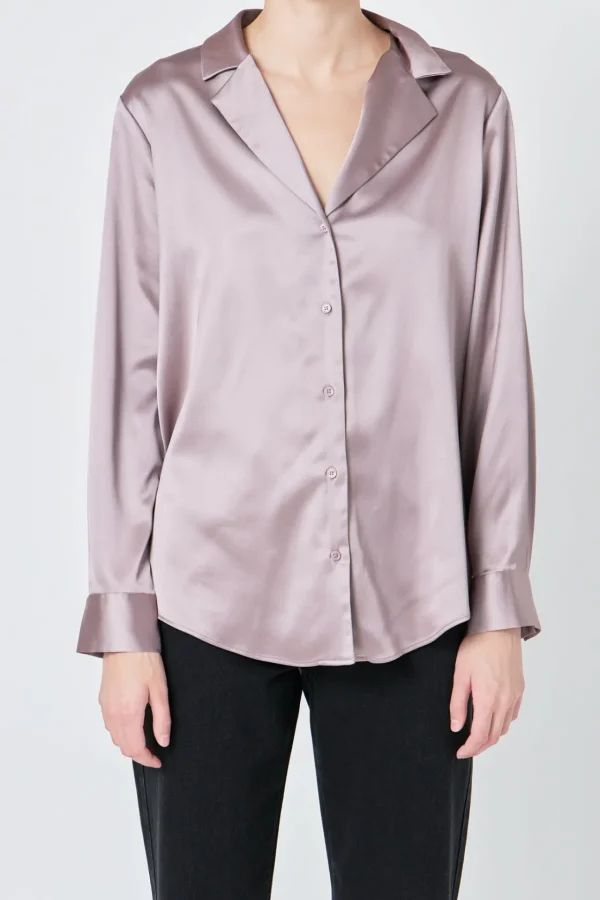 ENDLESS ROSE Shirts & Blouses | Tops*- Classic Satin Over Shirt