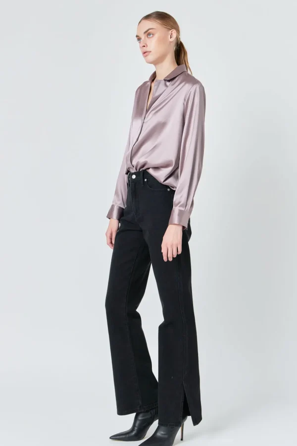 ENDLESS ROSE Shirts & Blouses | Tops*- Classic Satin Over Shirt