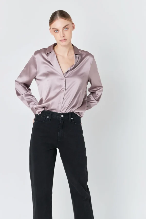 ENDLESS ROSE Shirts & Blouses | Tops*- Classic Satin Over Shirt