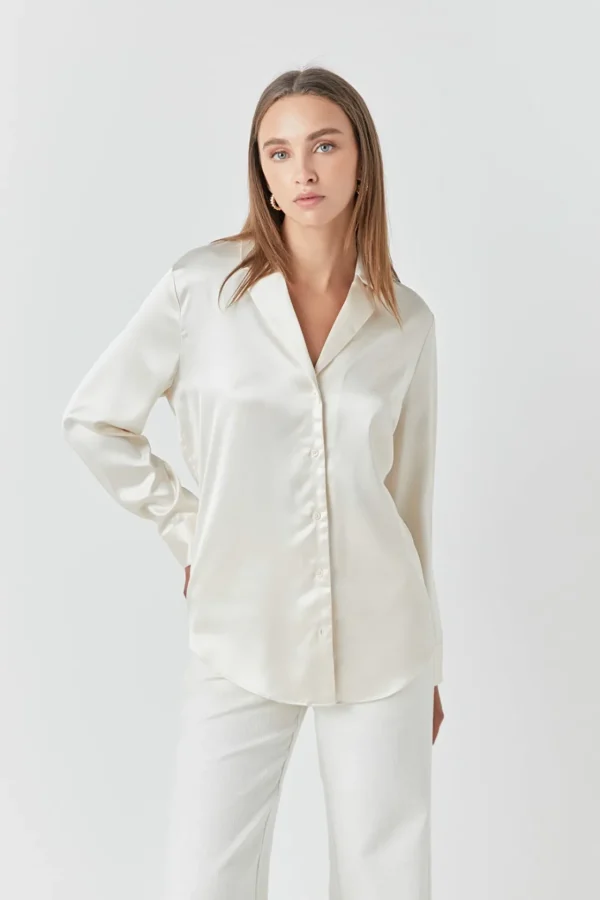 ENDLESS ROSE Shirts & Blouses | Tops*- Classic Satin Over Shirt