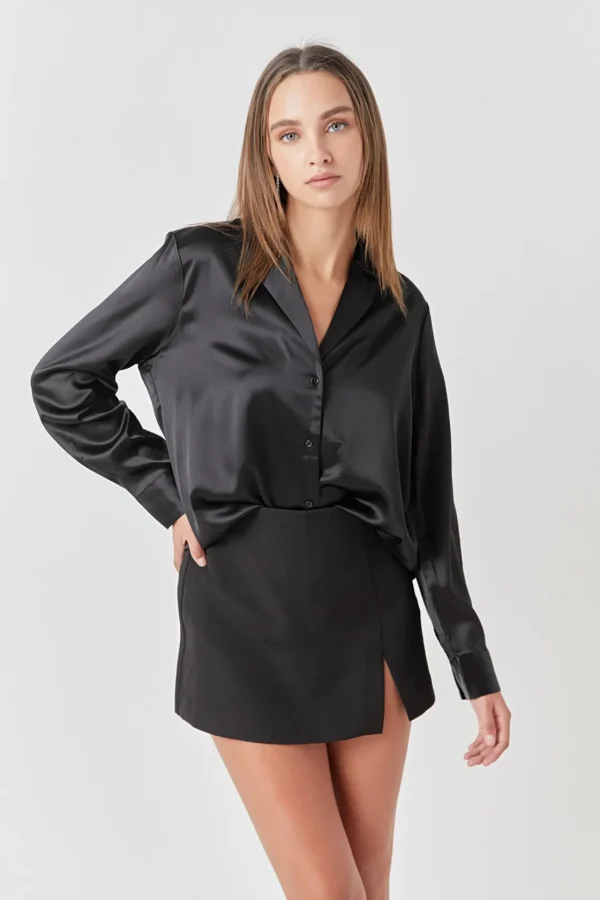 ENDLESS ROSE Shirts & Blouses | Tops*- Classic Satin Over Shirt