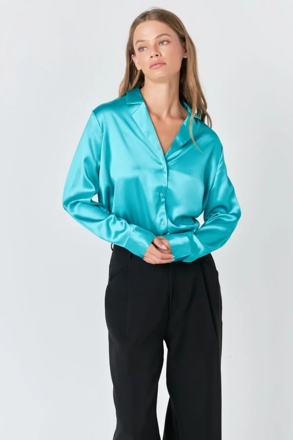 ENDLESS ROSE Shirts & Blouses | Tops*- Classic Satin Over Shirt