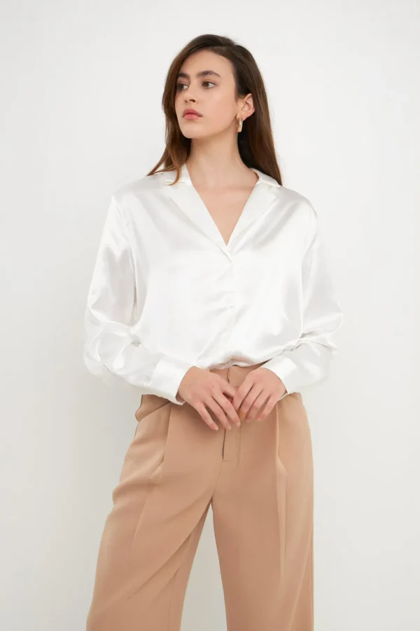 ENDLESS ROSE Shirts & Blouses | Tops*- Classic Satin Over Shirt