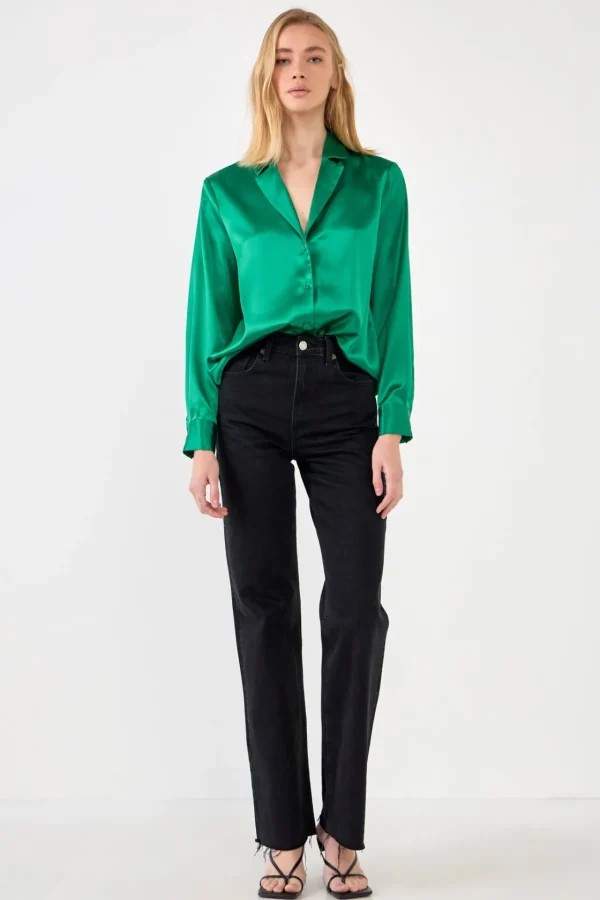 ENDLESS ROSE Shirts & Blouses | Tops*- Classic Satin Over Shirt