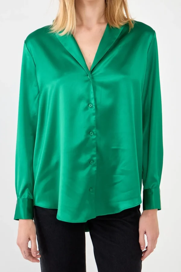 ENDLESS ROSE Shirts & Blouses | Tops*- Classic Satin Over Shirt