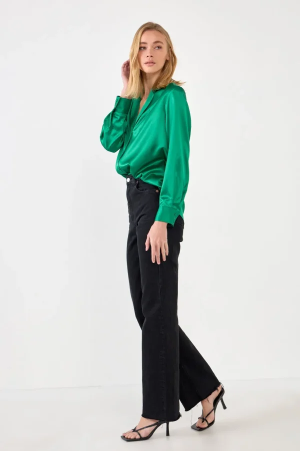 ENDLESS ROSE Shirts & Blouses | Tops*- Classic Satin Over Shirt