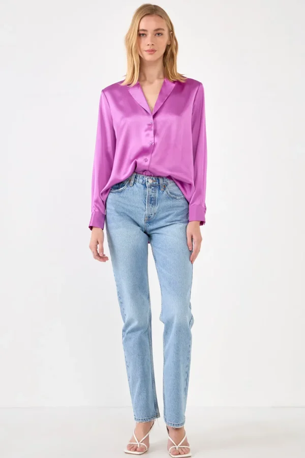ENDLESS ROSE Shirts & Blouses | Tops*- Classic Satin Over Shirt