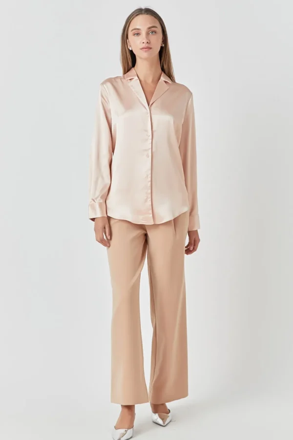 ENDLESS ROSE Shirts & Blouses | Tops*- Classic Satin Over Shirt
